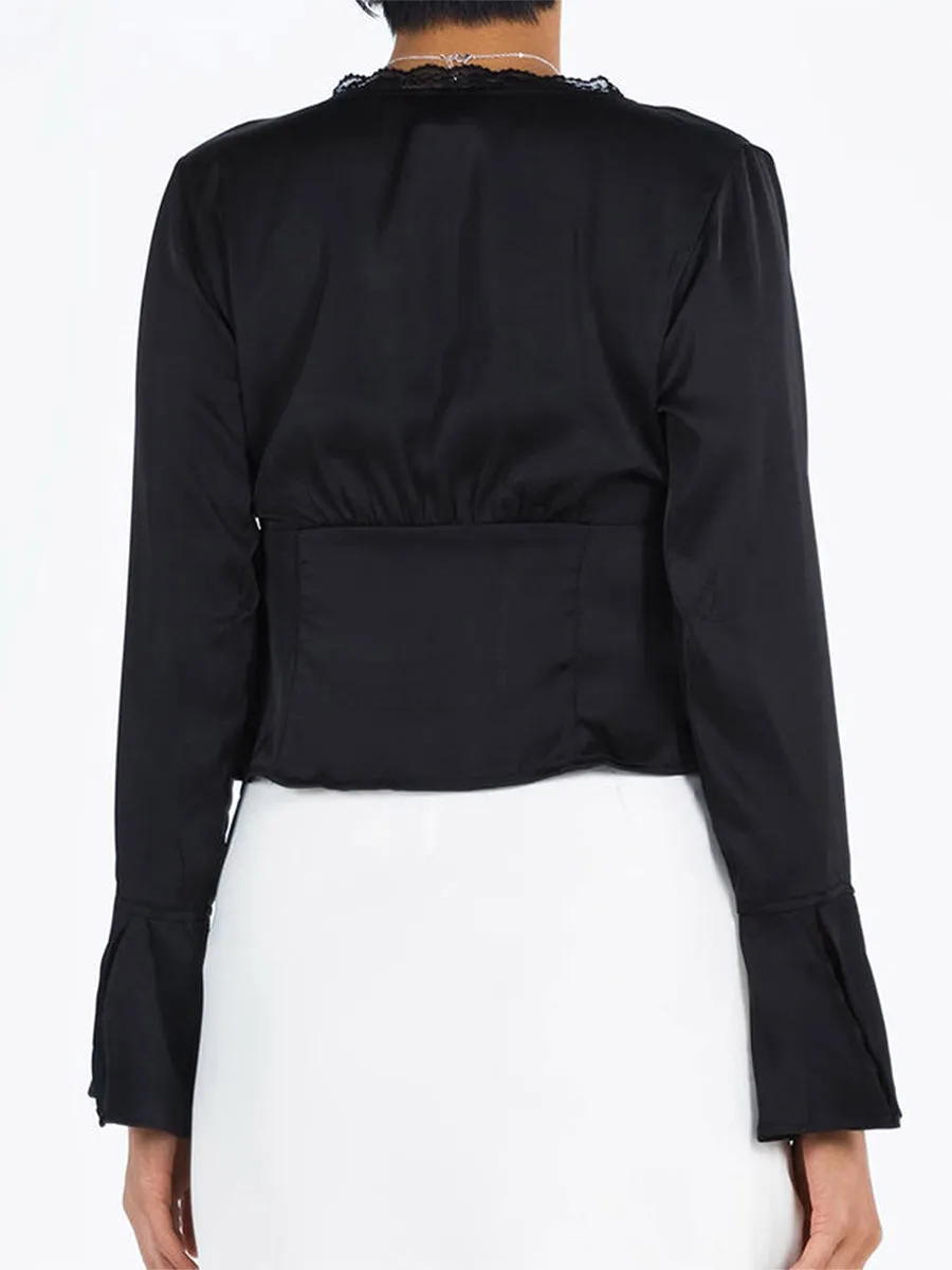 Long Sleeve Tie Front Top