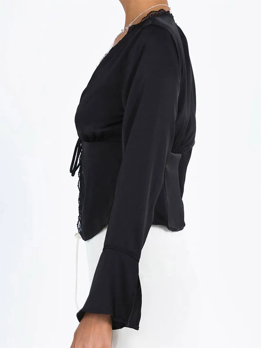 Long Sleeve Tie Front Top