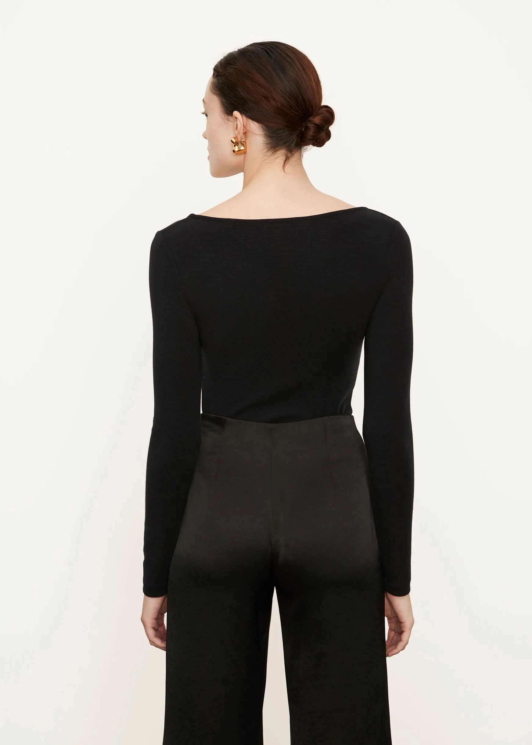Longsleeve Ruched V-Neck (Black)