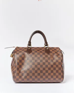 Louis Vuitton Damier Ebene Canvas Speedy 30 Bag