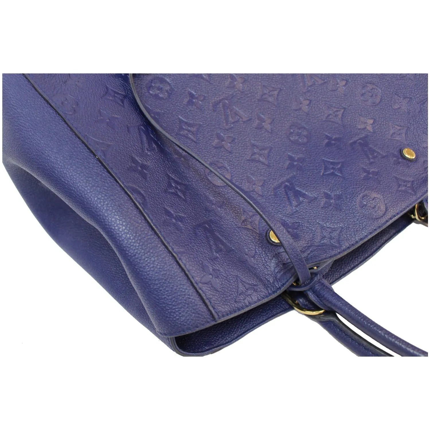 LOUIS VUITTON Montaigne GM Empreinte Leather Tote Bag Blue