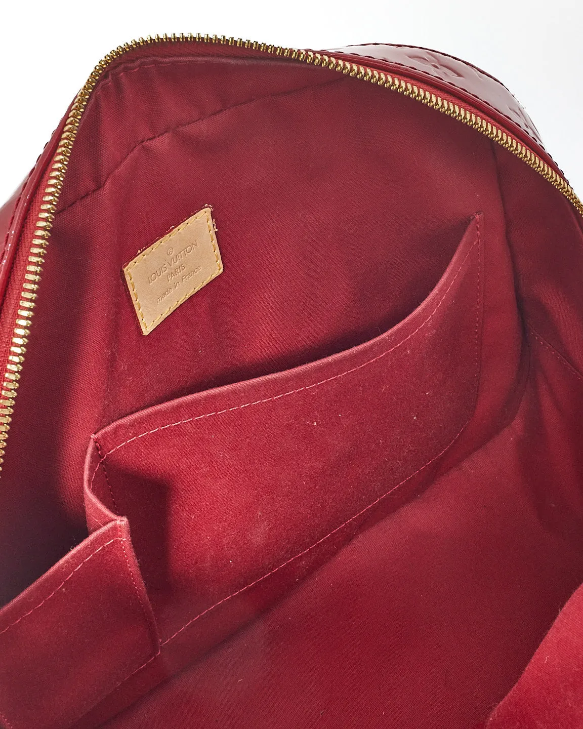 Louis Vuitton Red Pomme D'Amour Vernis Summit Drive Top Handle Bag
