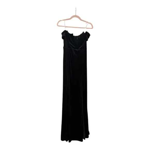 Lulus Captivating Silhouette Black Velvet Off-the-Shoulder Dress Size Medium