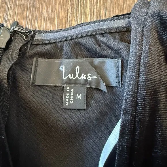 Lulus Captivating Silhouette Black Velvet Off-the-Shoulder Dress Size Medium