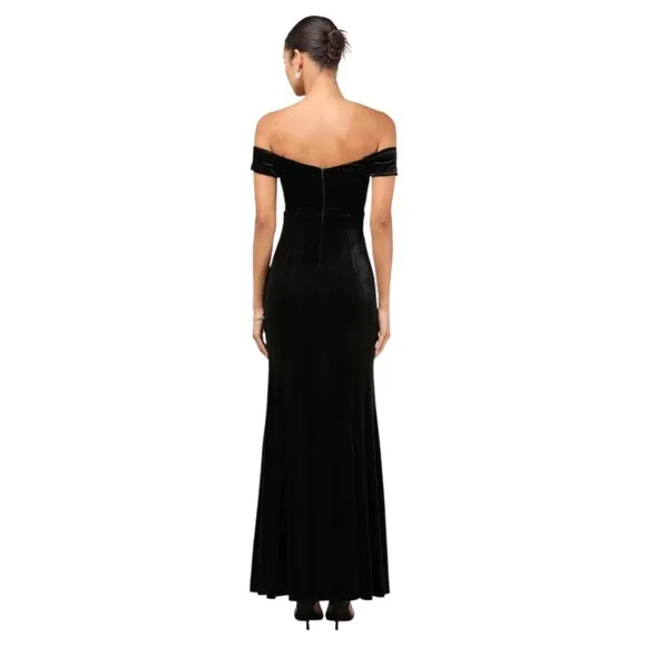 Lulus Captivating Silhouette Black Velvet Off-the-Shoulder Dress Size Medium