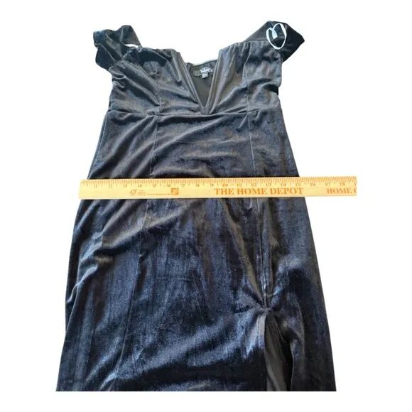 Lulus Captivating Silhouette Black Velvet Off-the-Shoulder Dress Size Medium