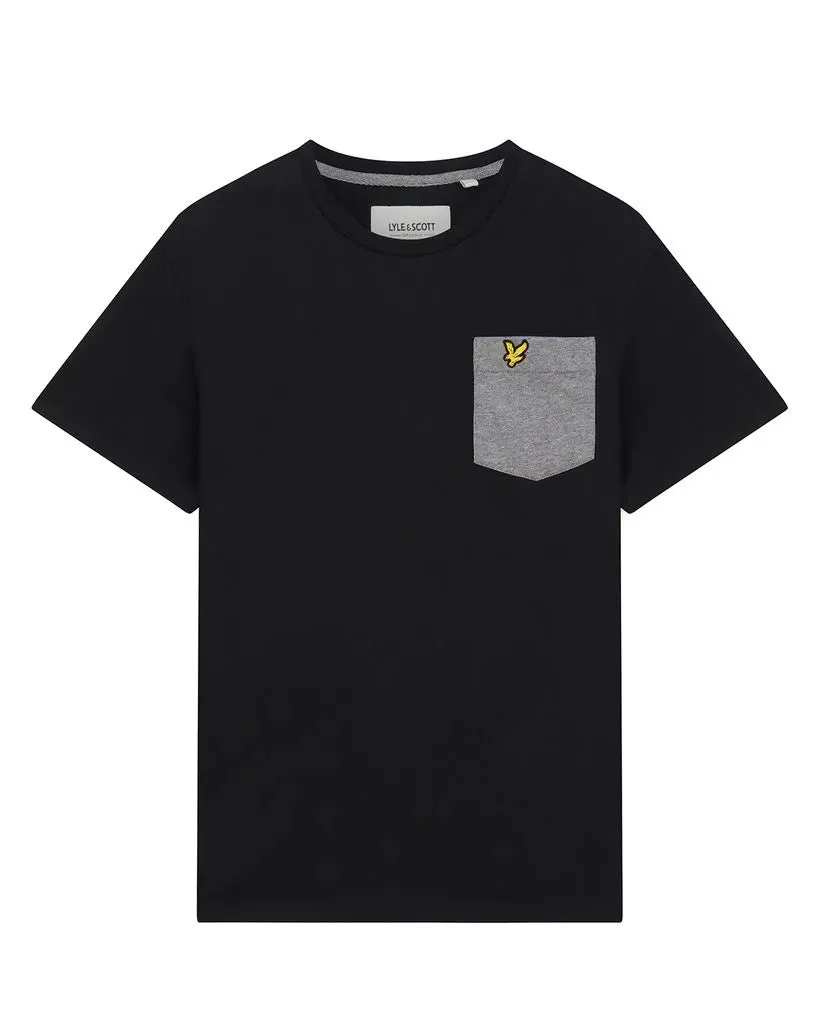 Lyle & Scott Contrast Pocket T-Shirt In Jet Black/ Gunmetal