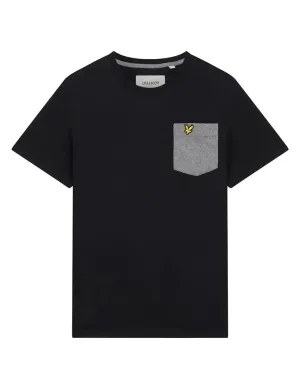 Lyle & Scott Contrast Pocket T-Shirt In Jet Black/ Gunmetal