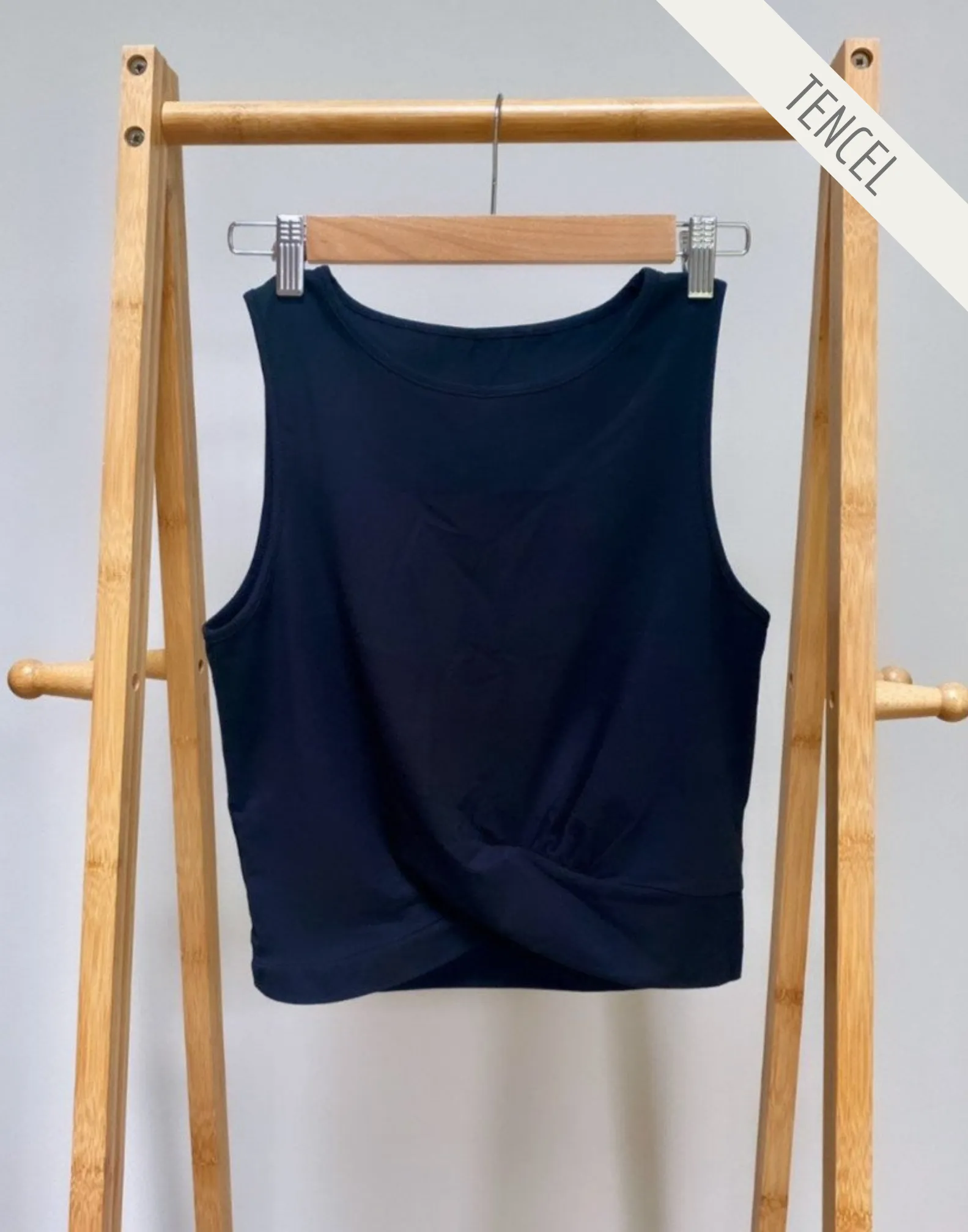 Lyocell Twisted Front Top - Black