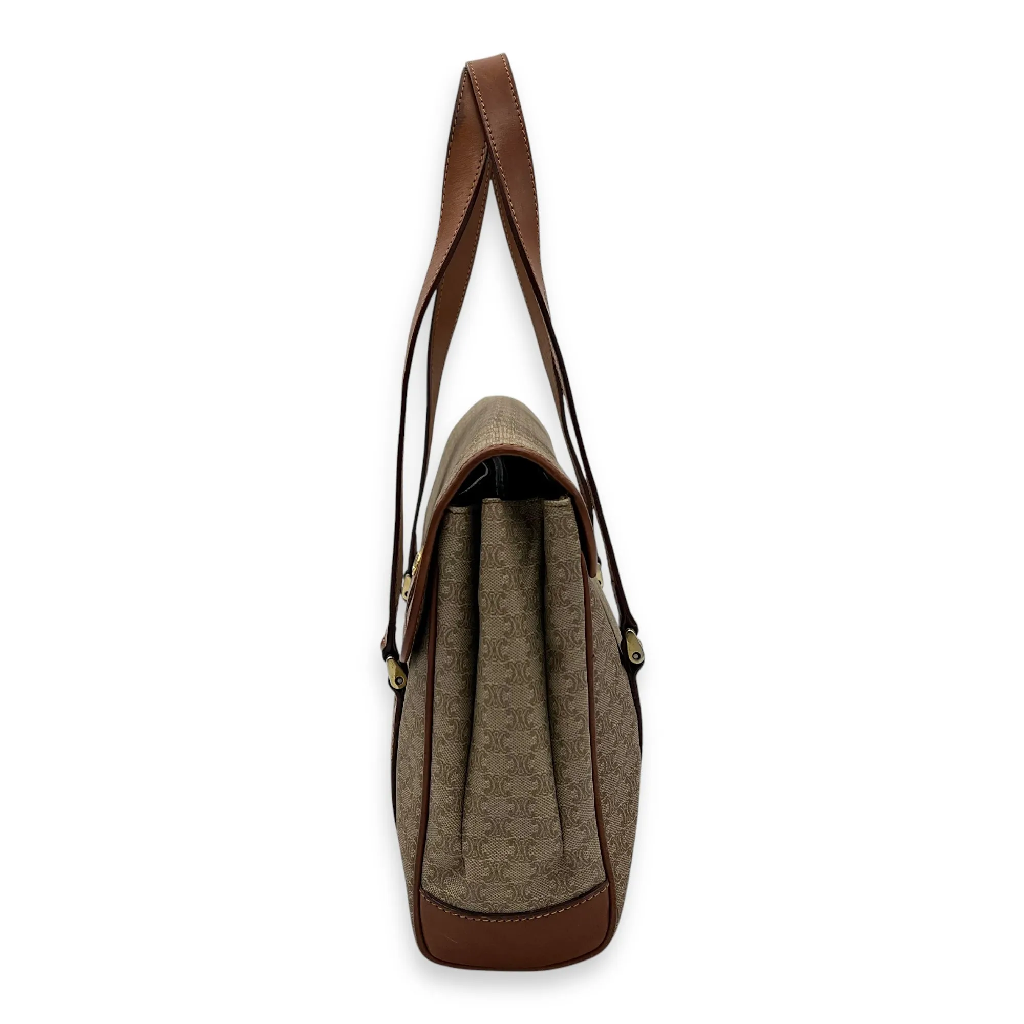 Macadam Tote Bag Brown in Coated Canvas, Gold hardware