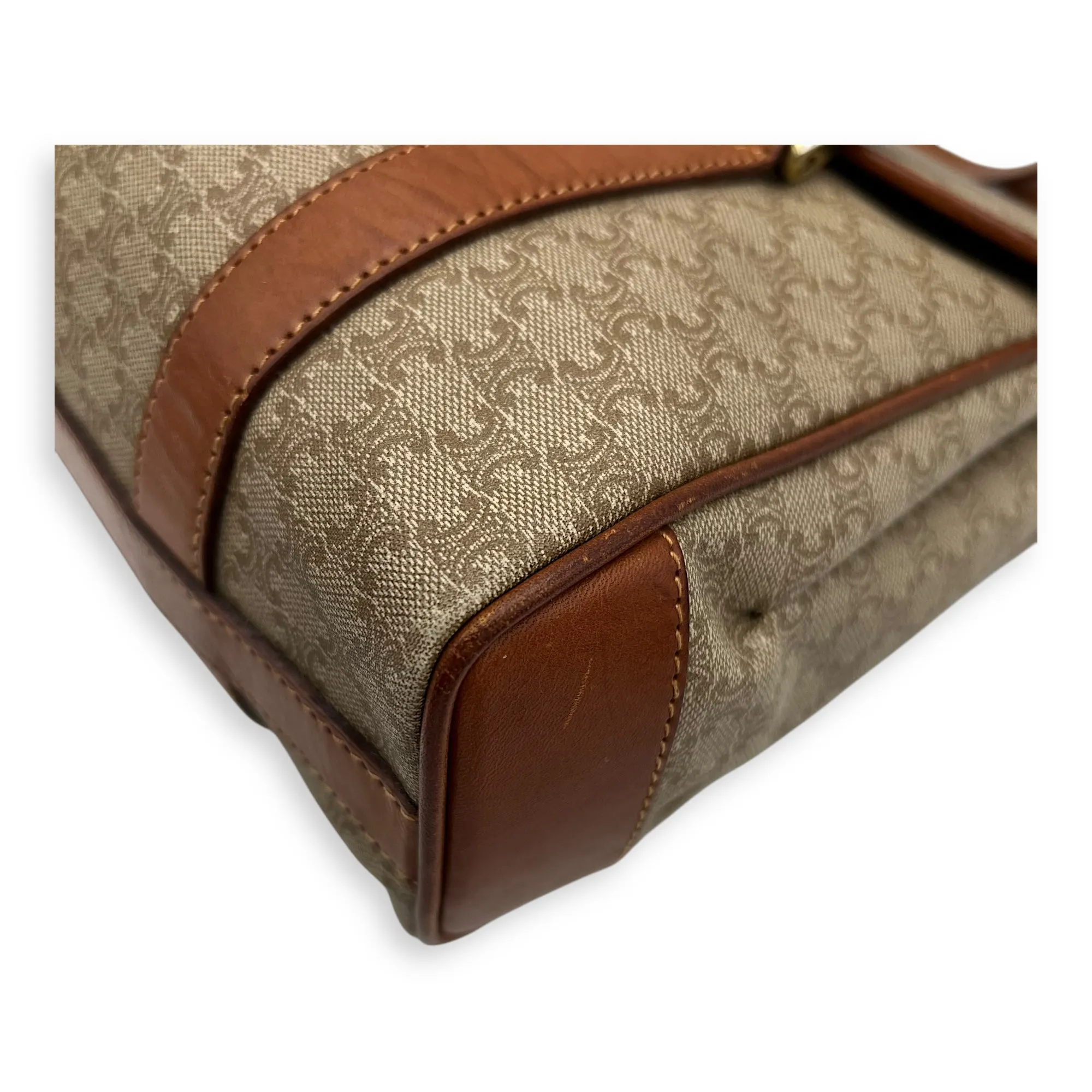 Macadam Tote Bag Brown in Coated Canvas, Gold hardware