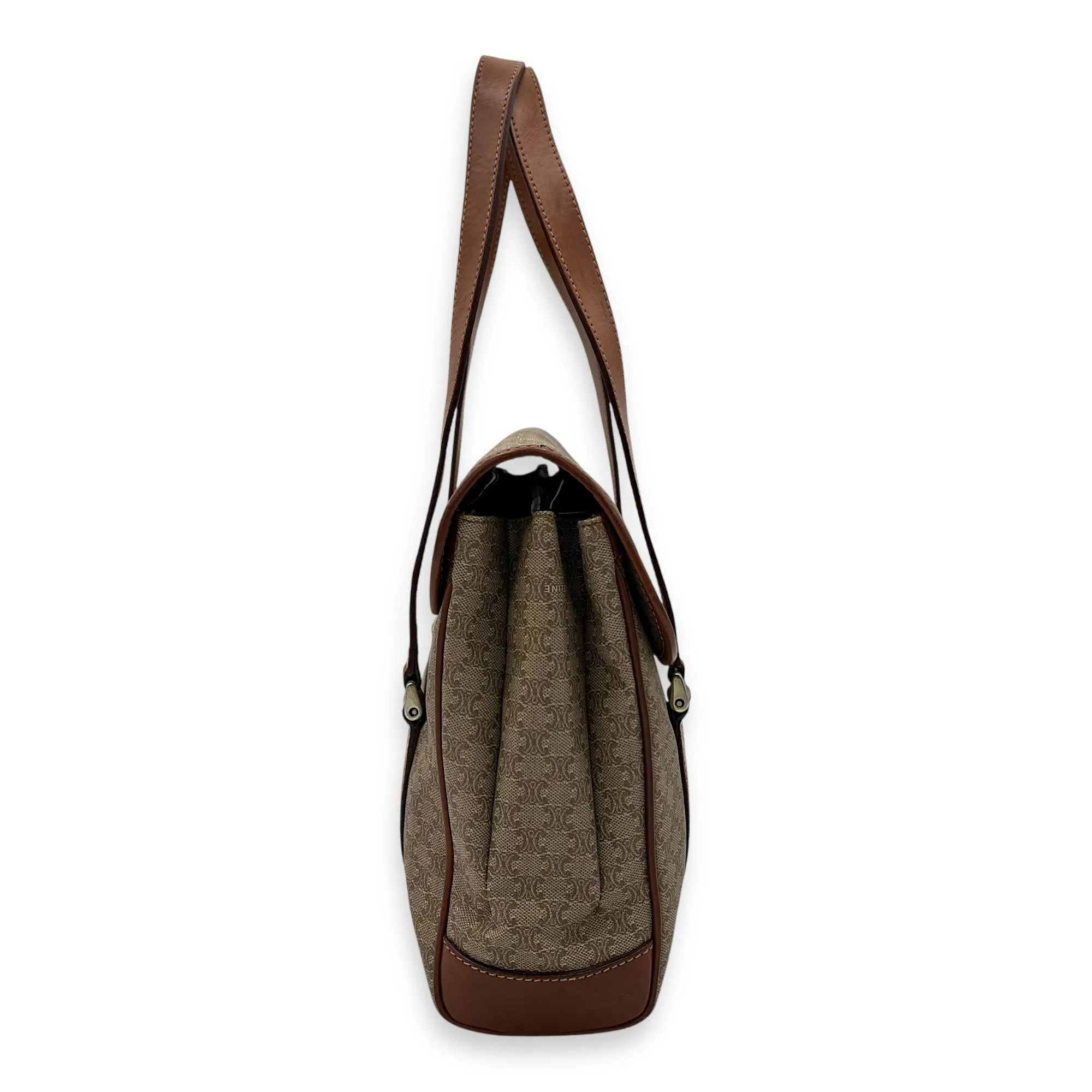 Macadam Tote Bag Brown in Coated Canvas, Gold hardware