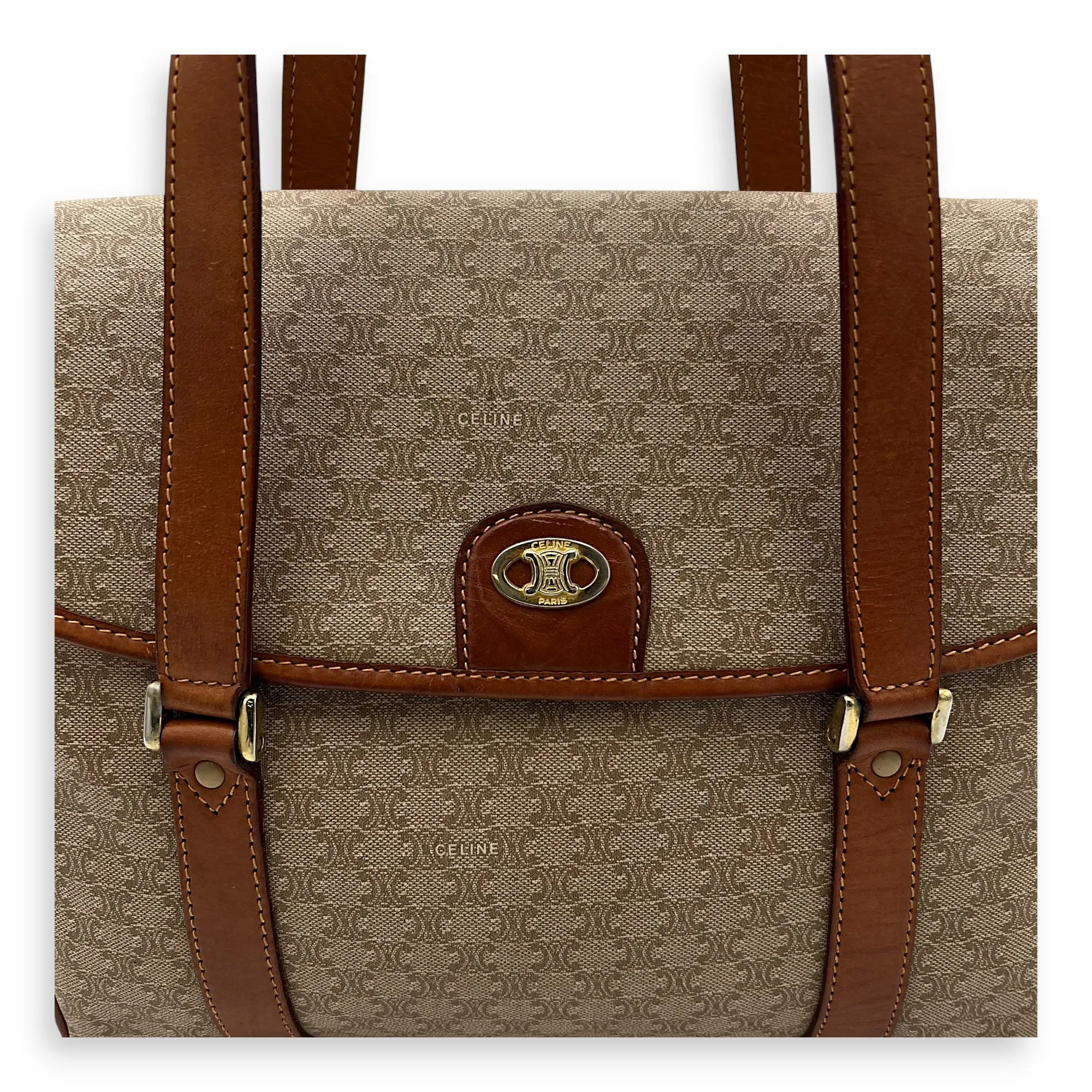 Macadam Tote Bag Brown in Coated Canvas, Gold hardware