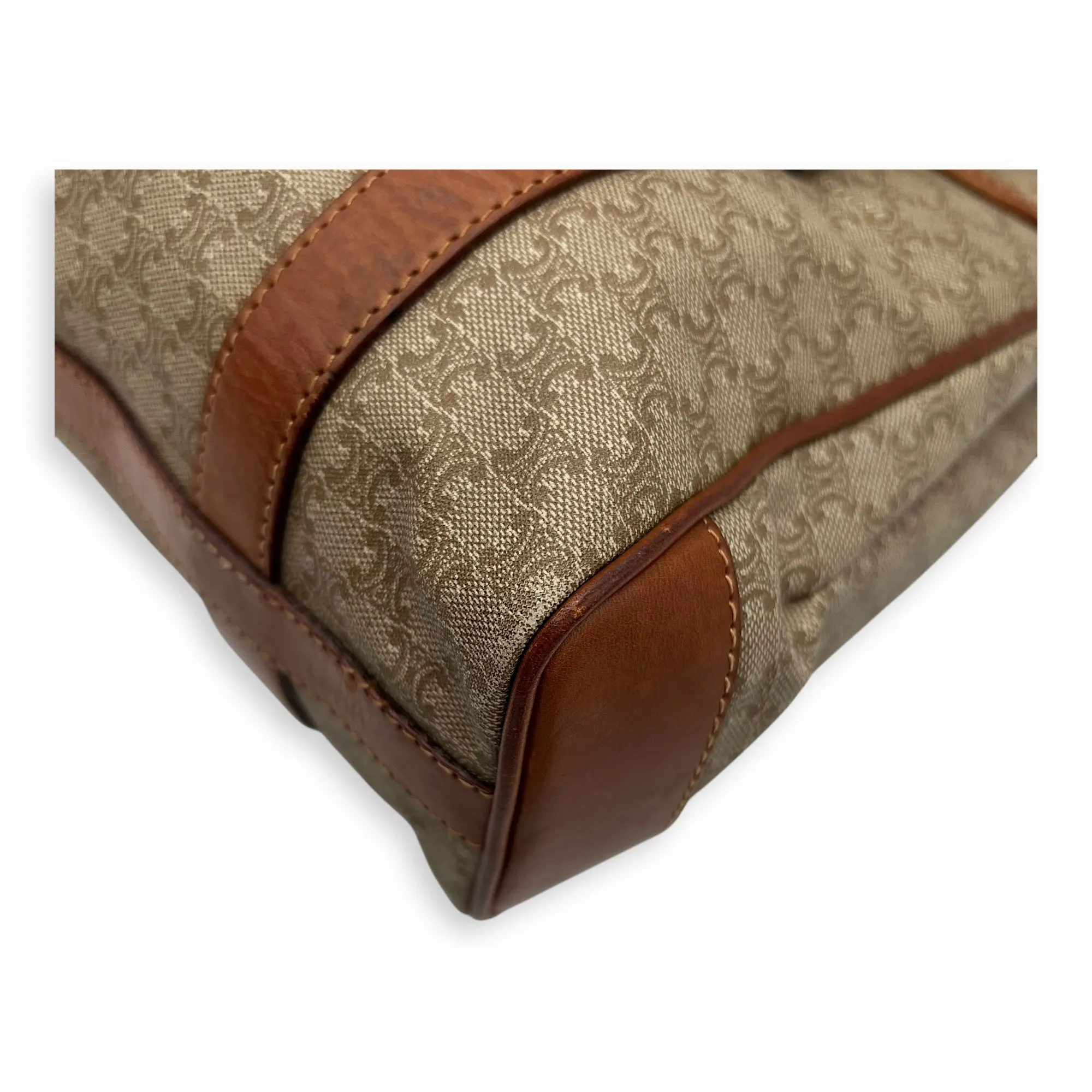 Macadam Tote Bag Brown in Coated Canvas, Gold hardware