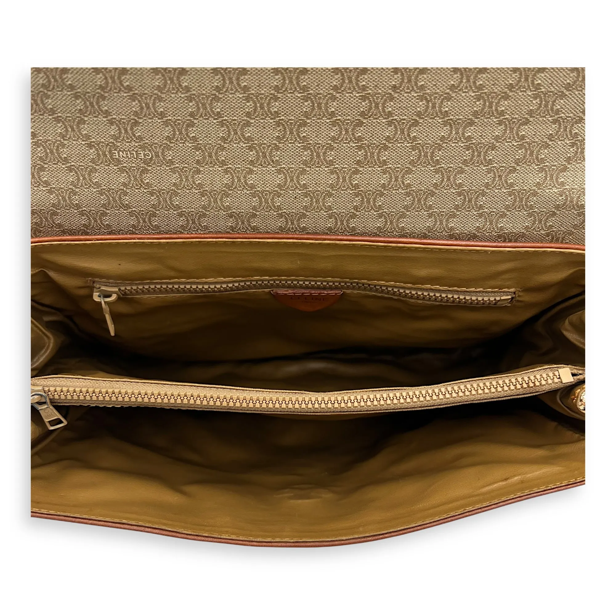 Macadam Tote Bag Brown in Coated Canvas, Gold hardware