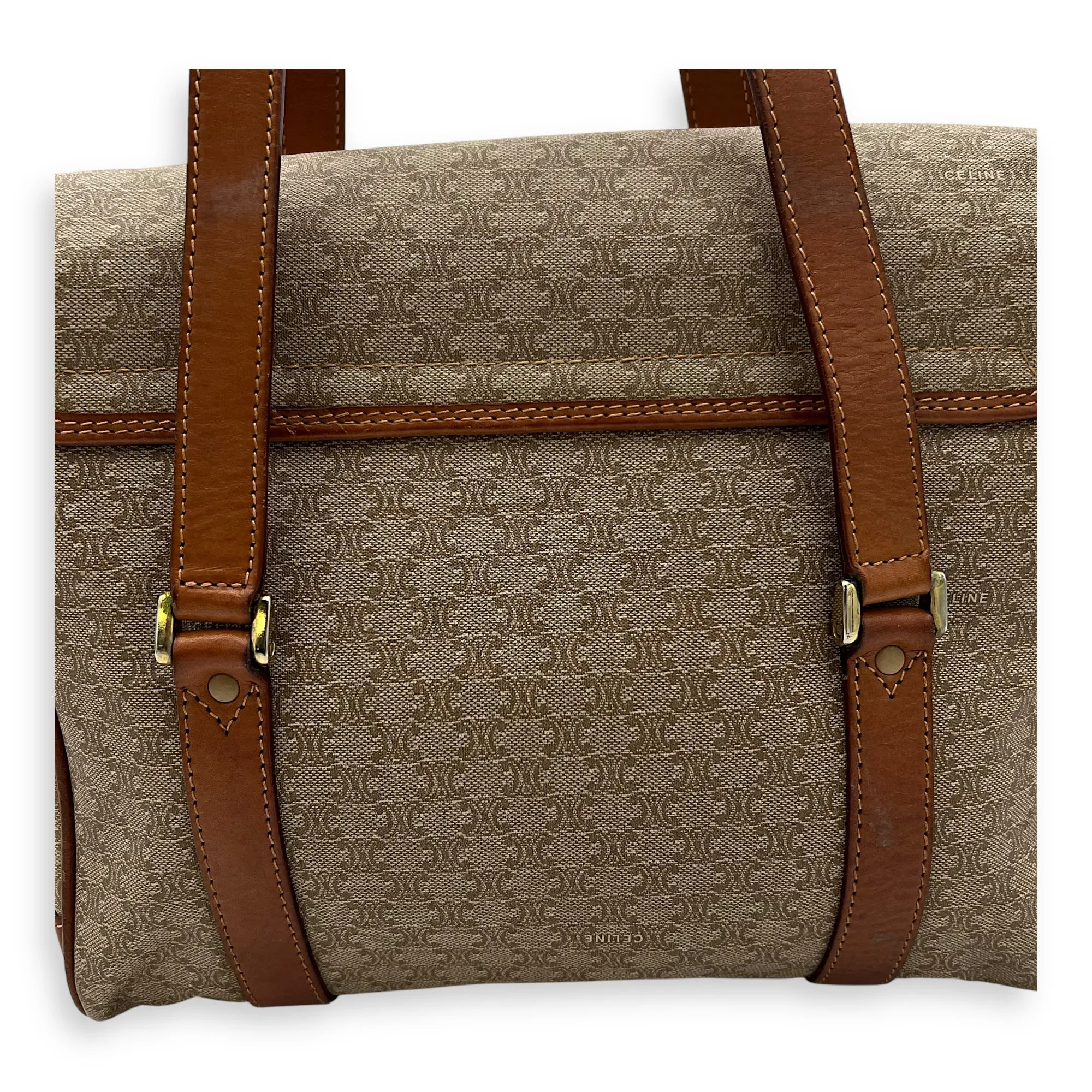 Macadam Tote Bag Brown in Coated Canvas, Gold hardware