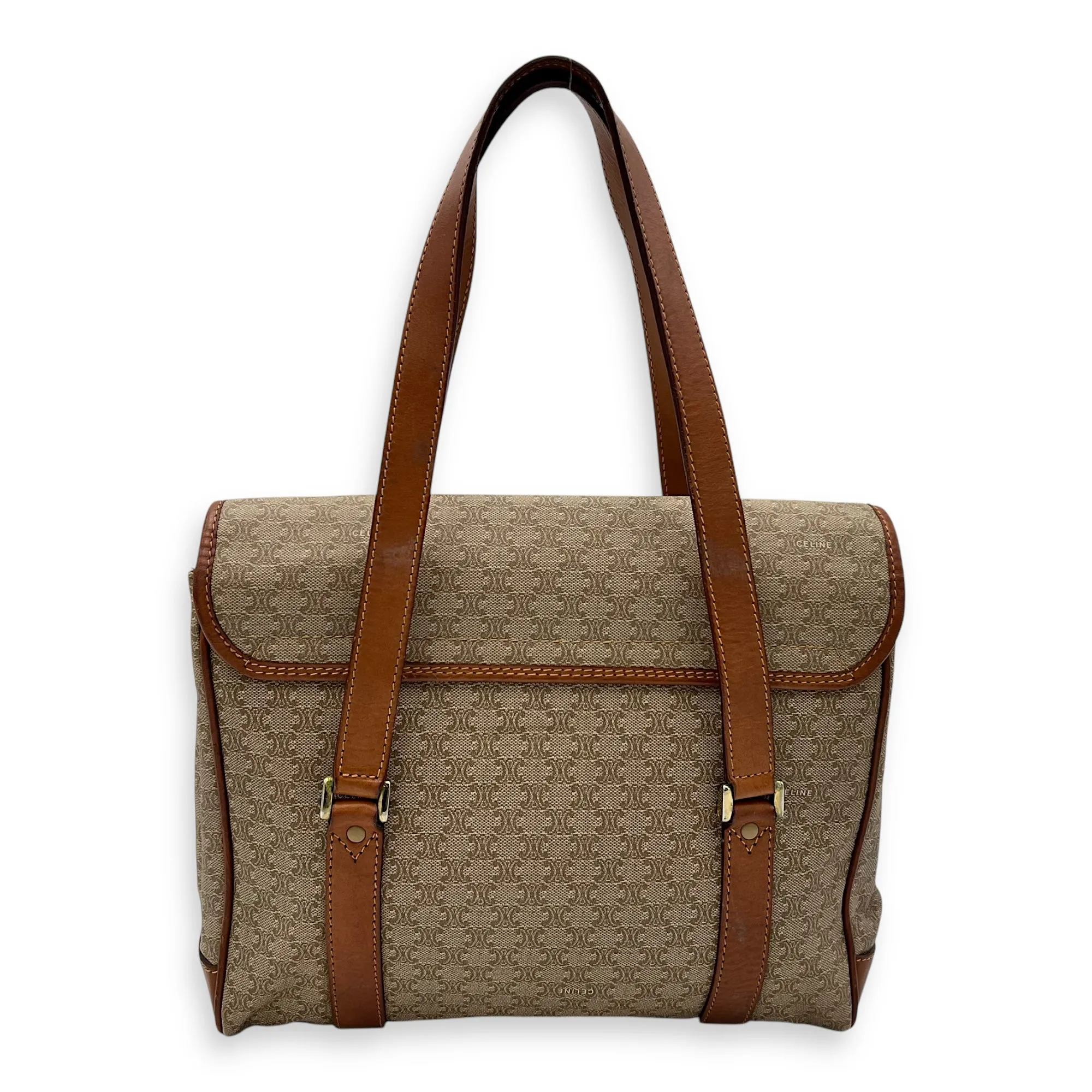 Macadam Tote Bag Brown in Coated Canvas, Gold hardware
