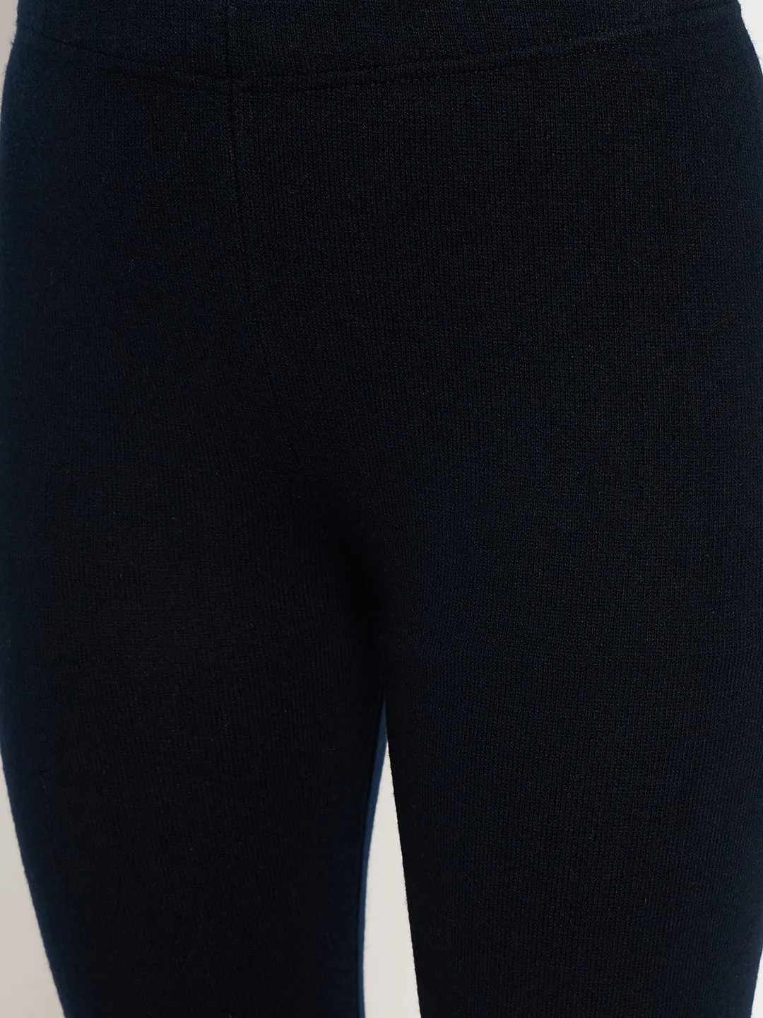 Madame Skinny Fit Solid Navy Blue Tights