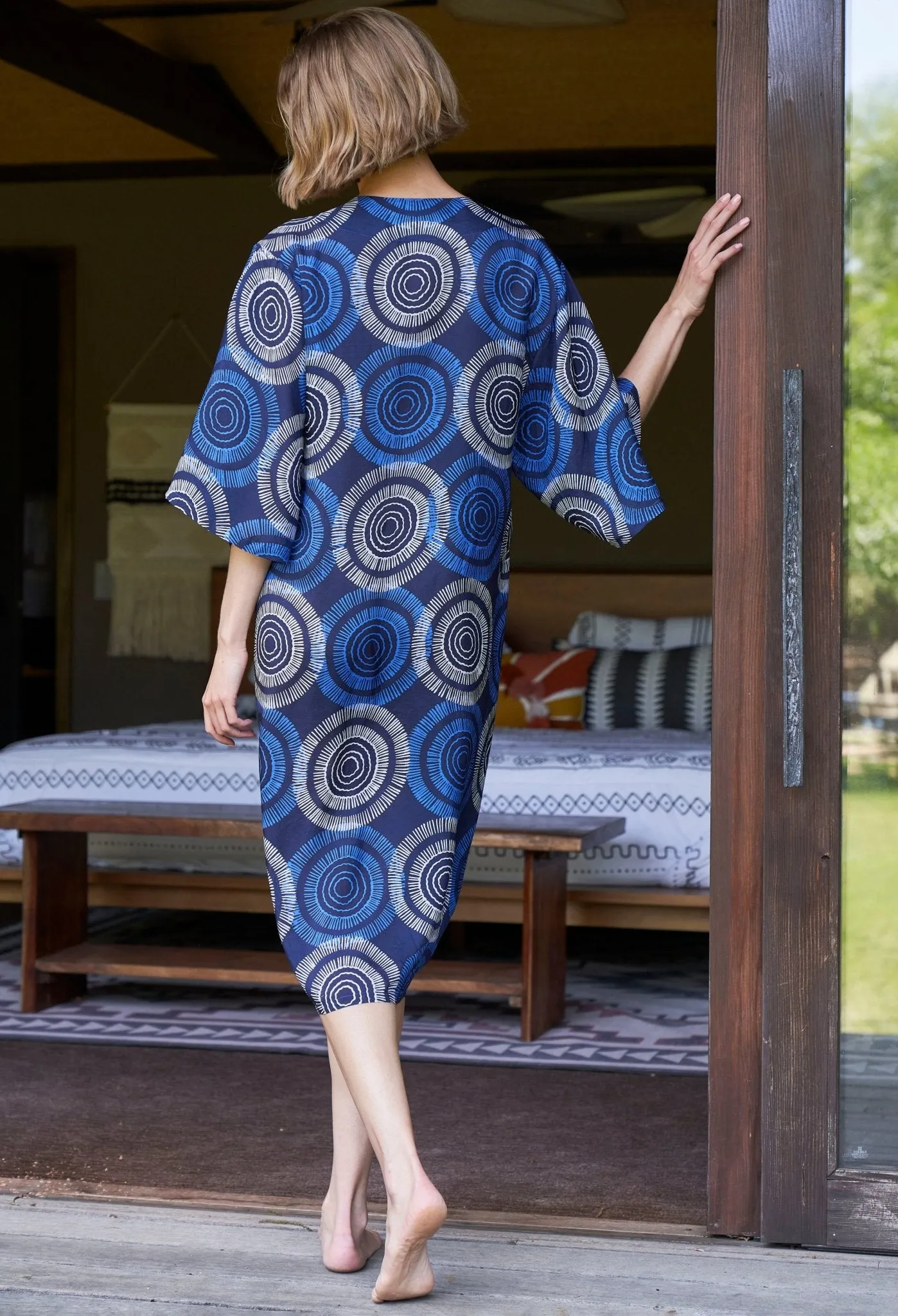 Malaysia Collection:  Matahari Print Long Silk Belted Duster - Sale