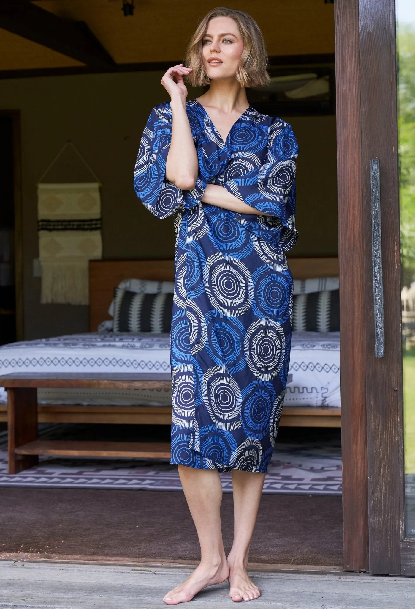 Malaysia Collection:  Matahari Print Long Silk Belted Duster - Sale