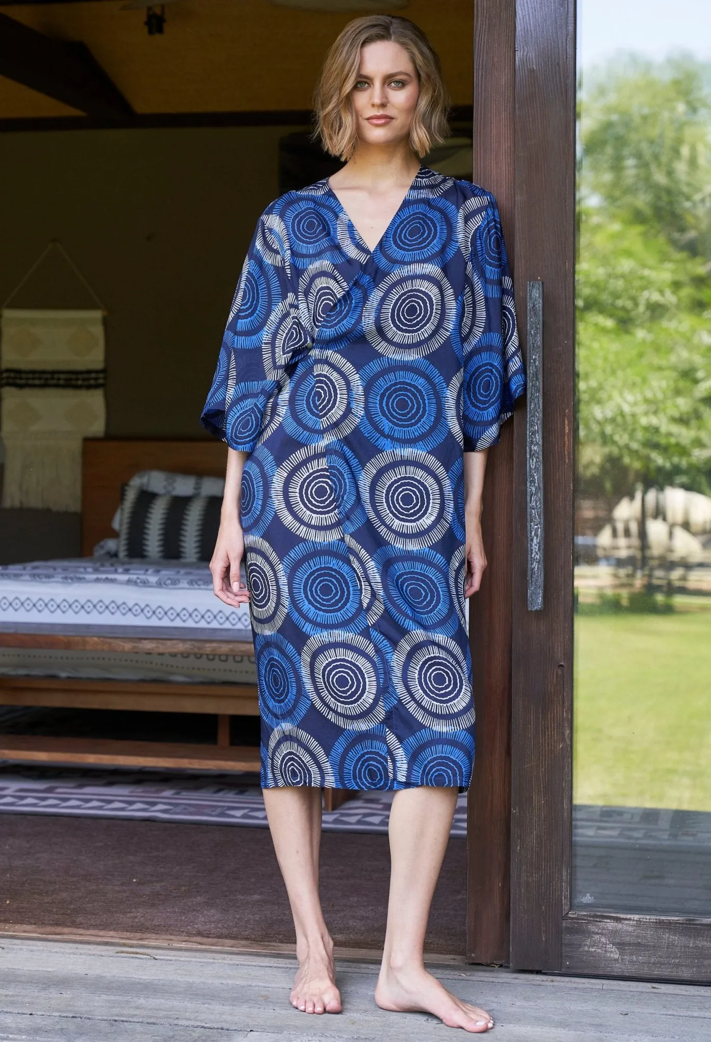 Malaysia Collection:  Matahari Print Long Silk Belted Duster - Sale