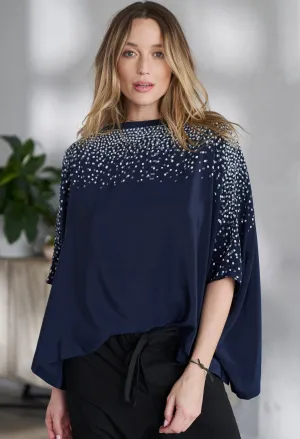 Malaysia Collection - Navy Stardust Silk Square Top  - Sale