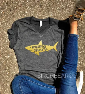 Mama Shark Gold Metallic Shirt