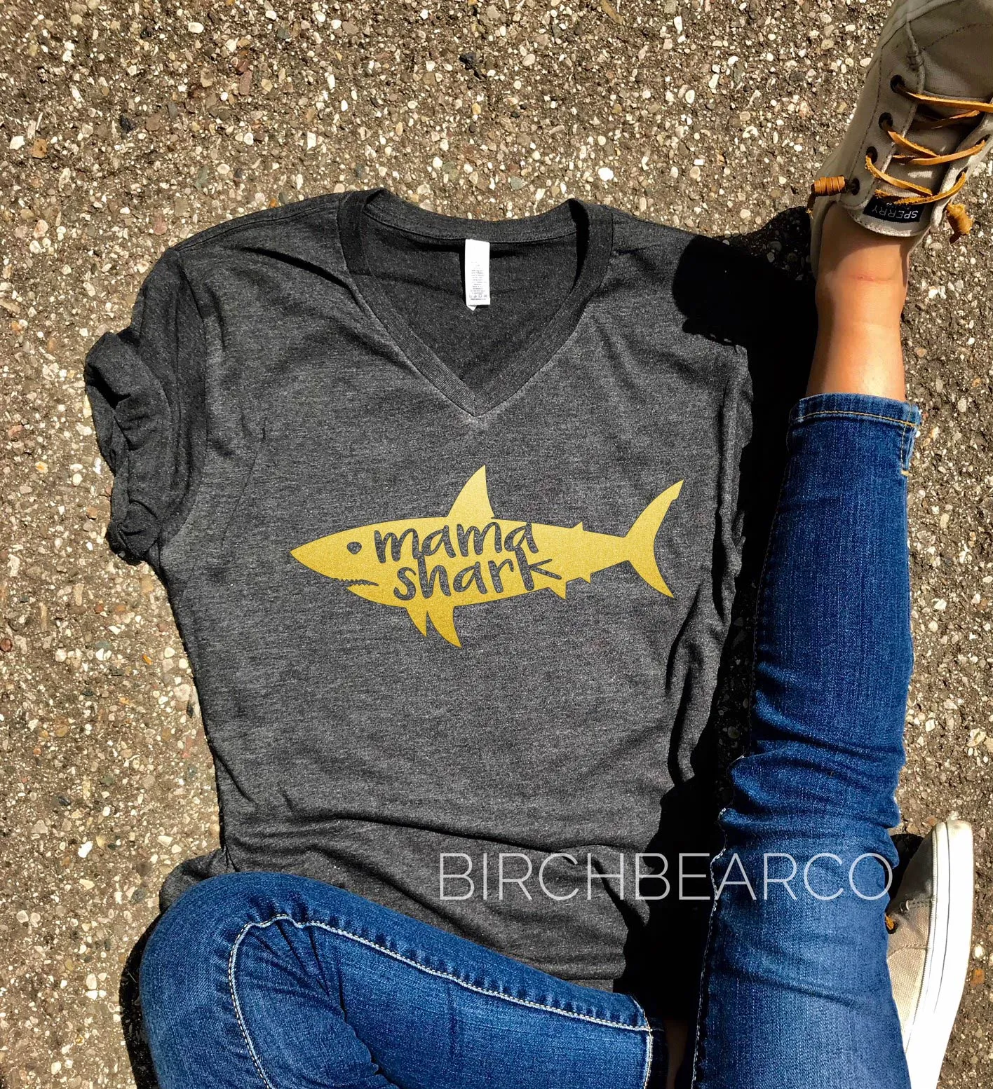 Mama Shark Gold Metallic Shirt