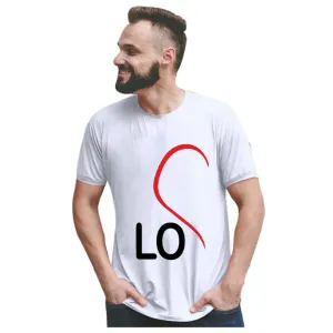 Matching Love Heart Printing Couple T-Shirts
