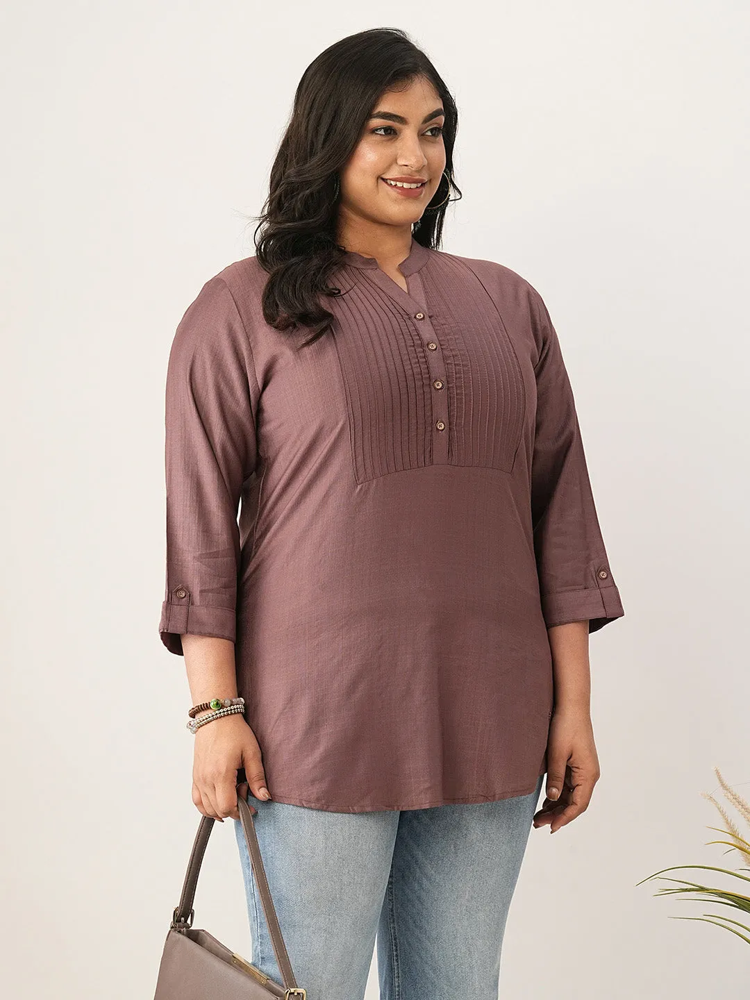 Mauve Comfort Fit Rayon Tunics for Women Online in India Hip Length Straight - Zola