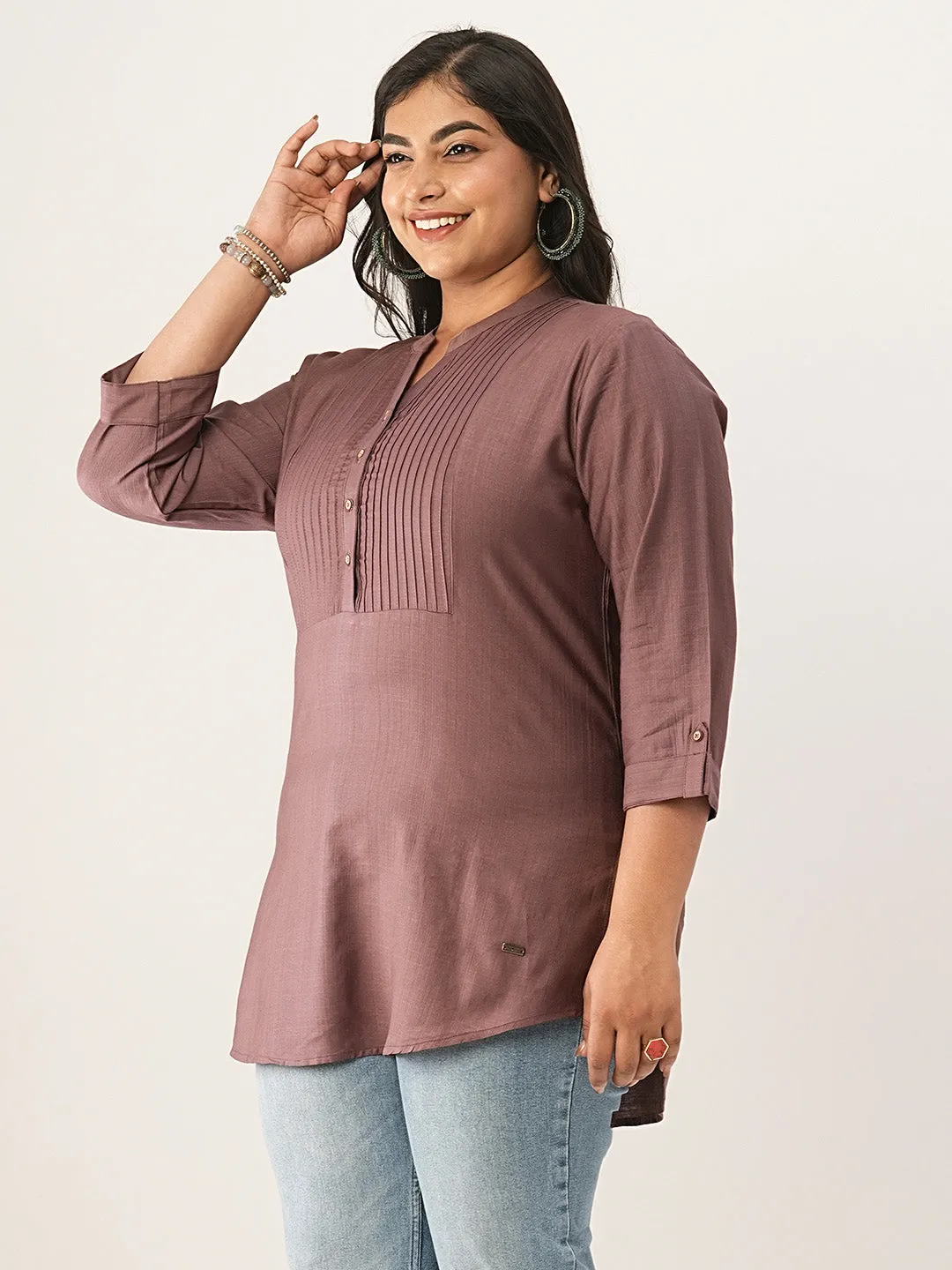 Mauve Comfort Fit Rayon Tunics for Women Online in India Hip Length Straight - Zola