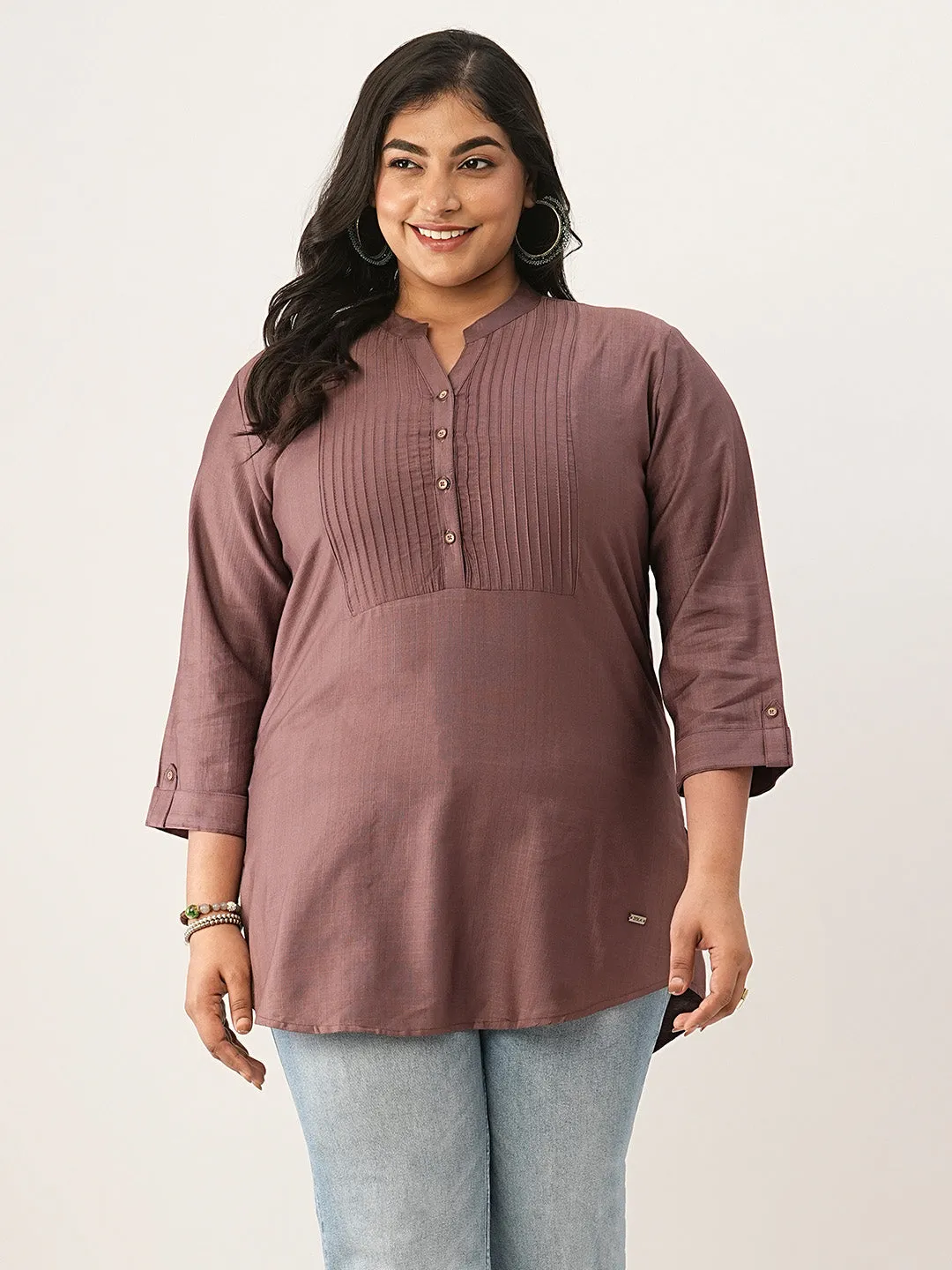 Mauve Comfort Fit Rayon Tunics for Women Online in India Hip Length Straight - Zola