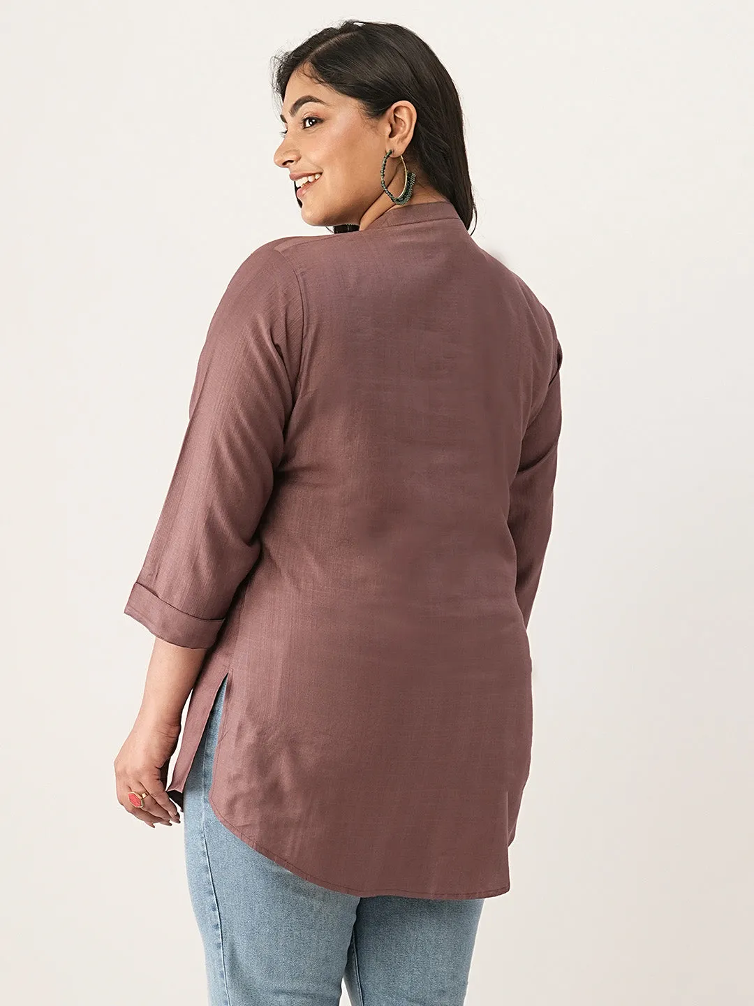 Mauve Comfort Fit Rayon Tunics for Women Online in India Hip Length Straight - Zola