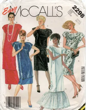 McCall's 2298 Womens Drop Waisted Dress Tunics & Skirts 1980s Vintage Sewing Pattern Size 10 & 12