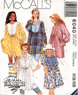 McCall's 6040 Womens Gathered Yoked Tunic Tops Out Of Print Sewing Pattern Size 22 - 24 UNCUT Factory Folded