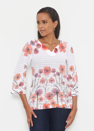 Meadow (7848) ~ Banded 3/4 Bell-Sleeve V-Neck Tunic