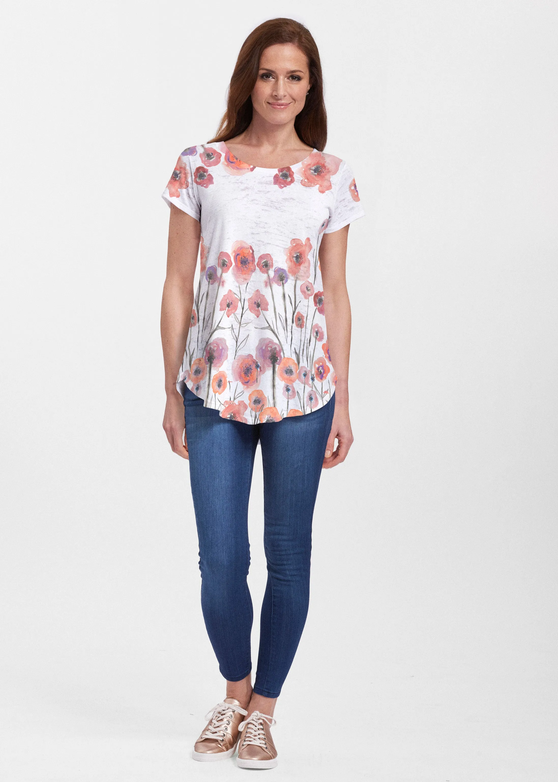 Meadow (7848) ~ Signature Short Sleeve Scoop Neck Flowy Tunic