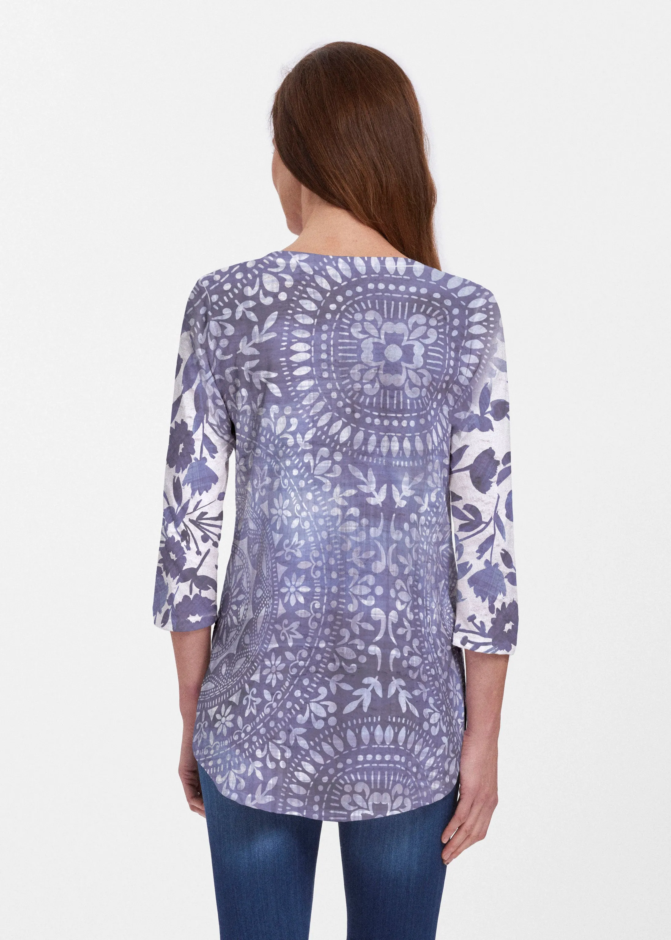 Medallion Flower (13453) ~ Signature V-neck Flowy Tunic