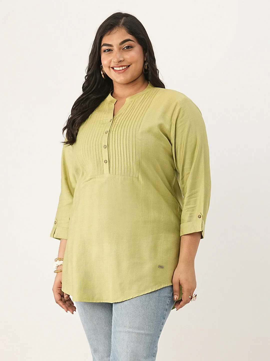 Mehandi Comfort Fit Rayon Tunics for Women Online India Hip Length Straight - Zola