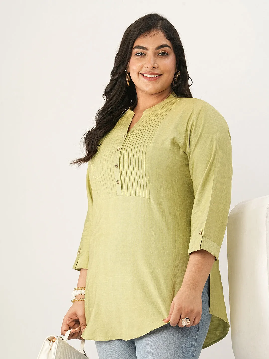 Mehandi Comfort Fit Rayon Tunics for Women Online India Hip Length Straight - Zola