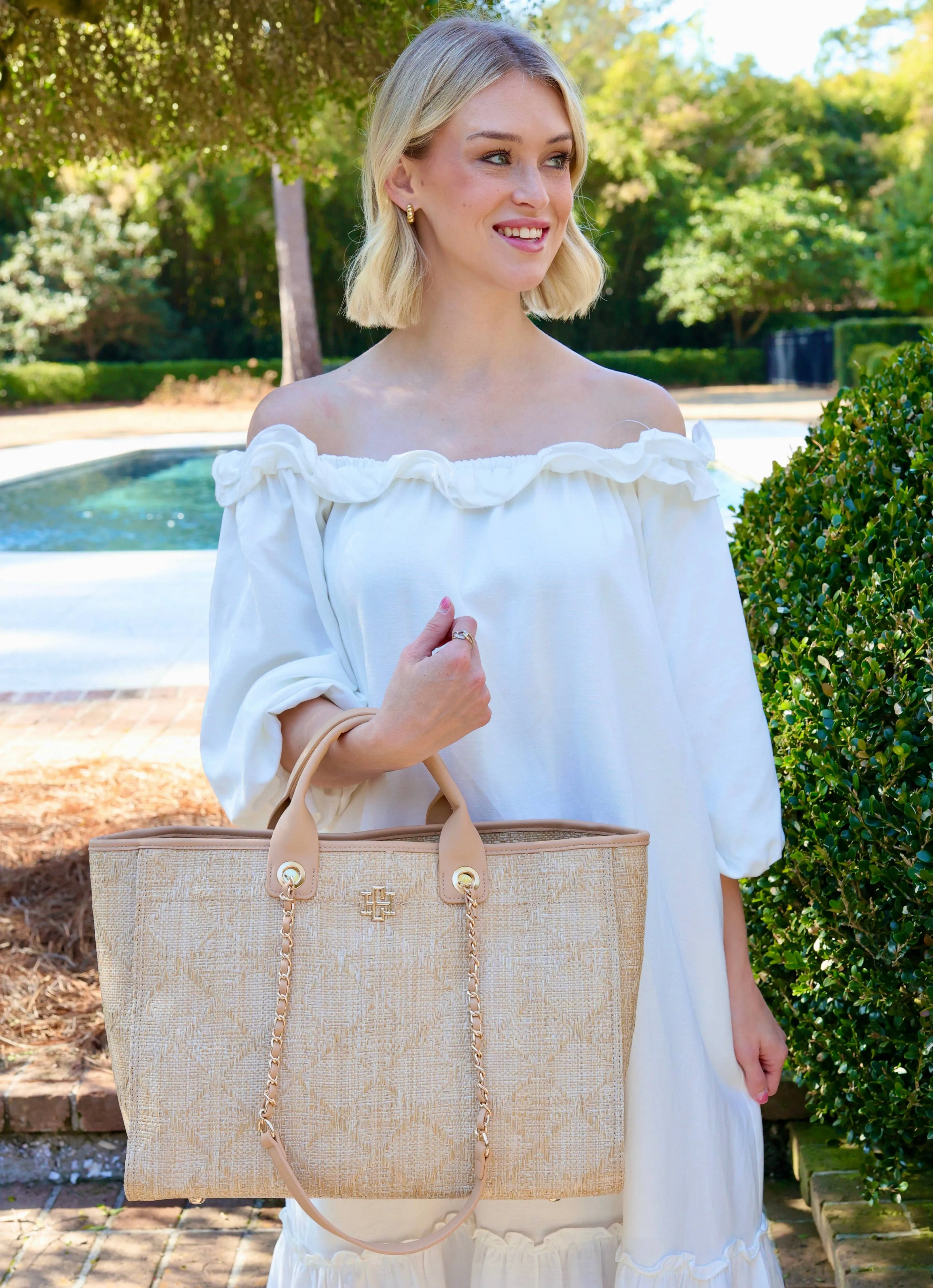 Melissa Tote Bag Natural Lattice Tan by Caroline Hill
