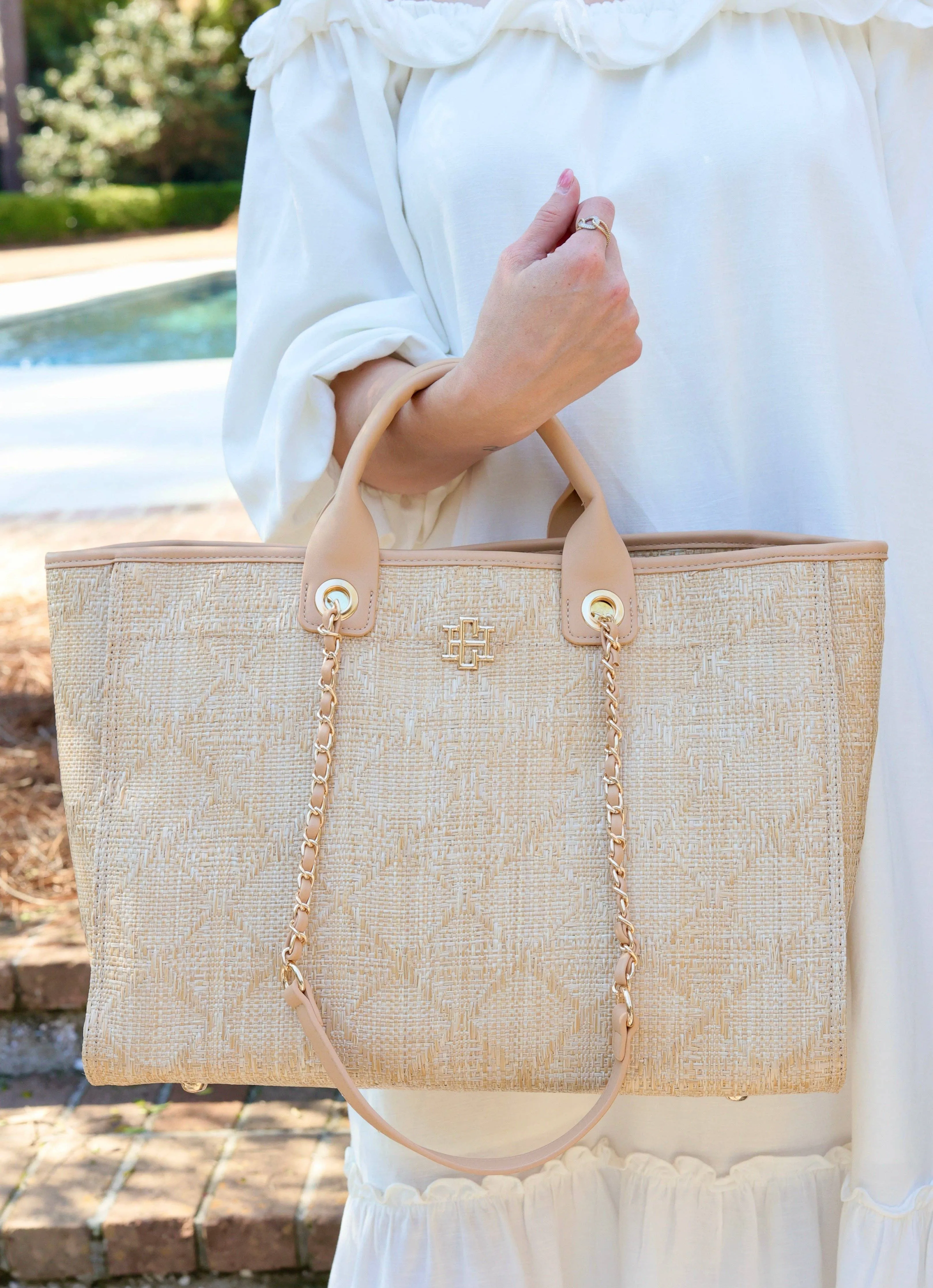 Melissa Tote Bag Natural Lattice Tan by Caroline Hill