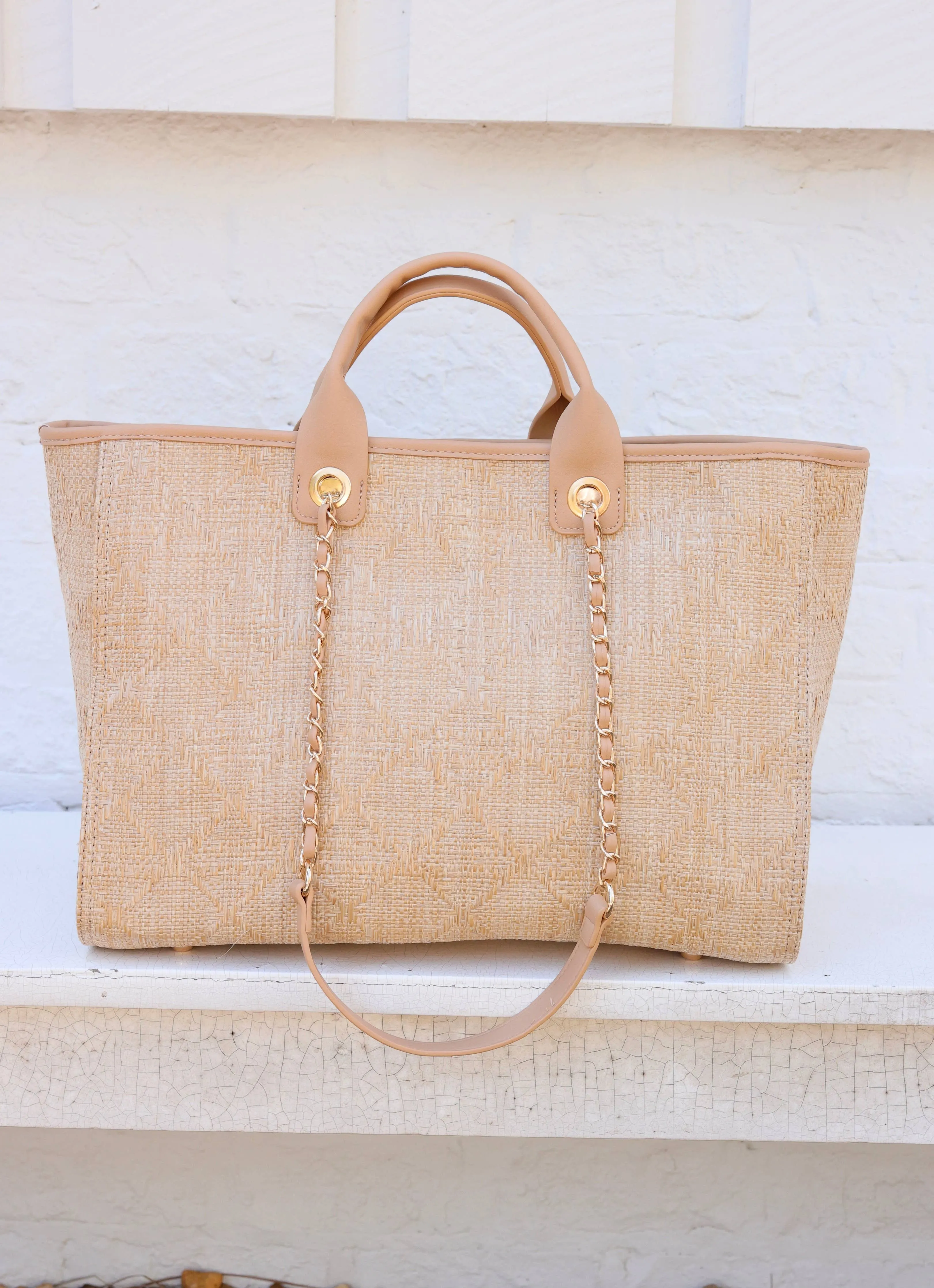 Melissa Tote Bag Natural Lattice Tan by Caroline Hill