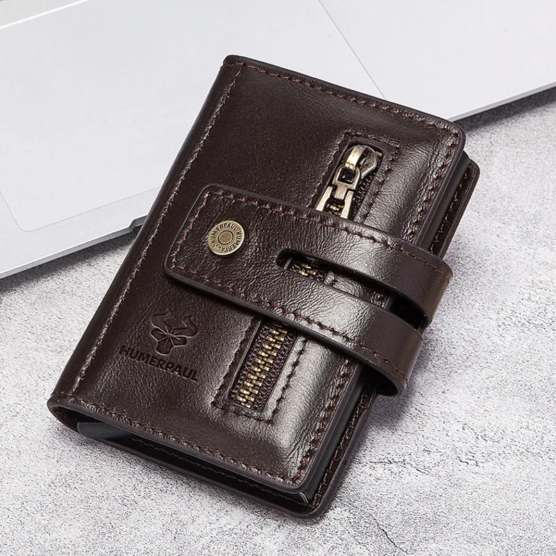 Men Bifold Short RFID Blocking Anti Magnetic Wallet