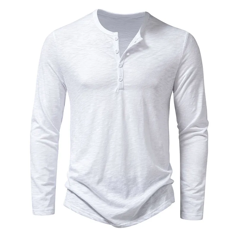 Men Crewneck Buttons Long Sleeves T-Shirt