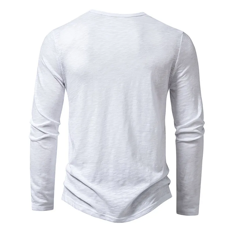 Men Crewneck Buttons Long Sleeves T-Shirt