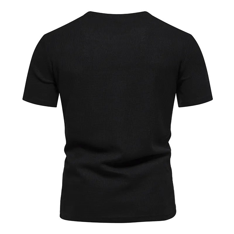 Men Crewneck V-Neck Pockets Short Sleeves T-Shirt