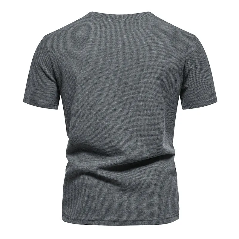 Men Crewneck V-Neck Pockets Short Sleeves T-Shirt