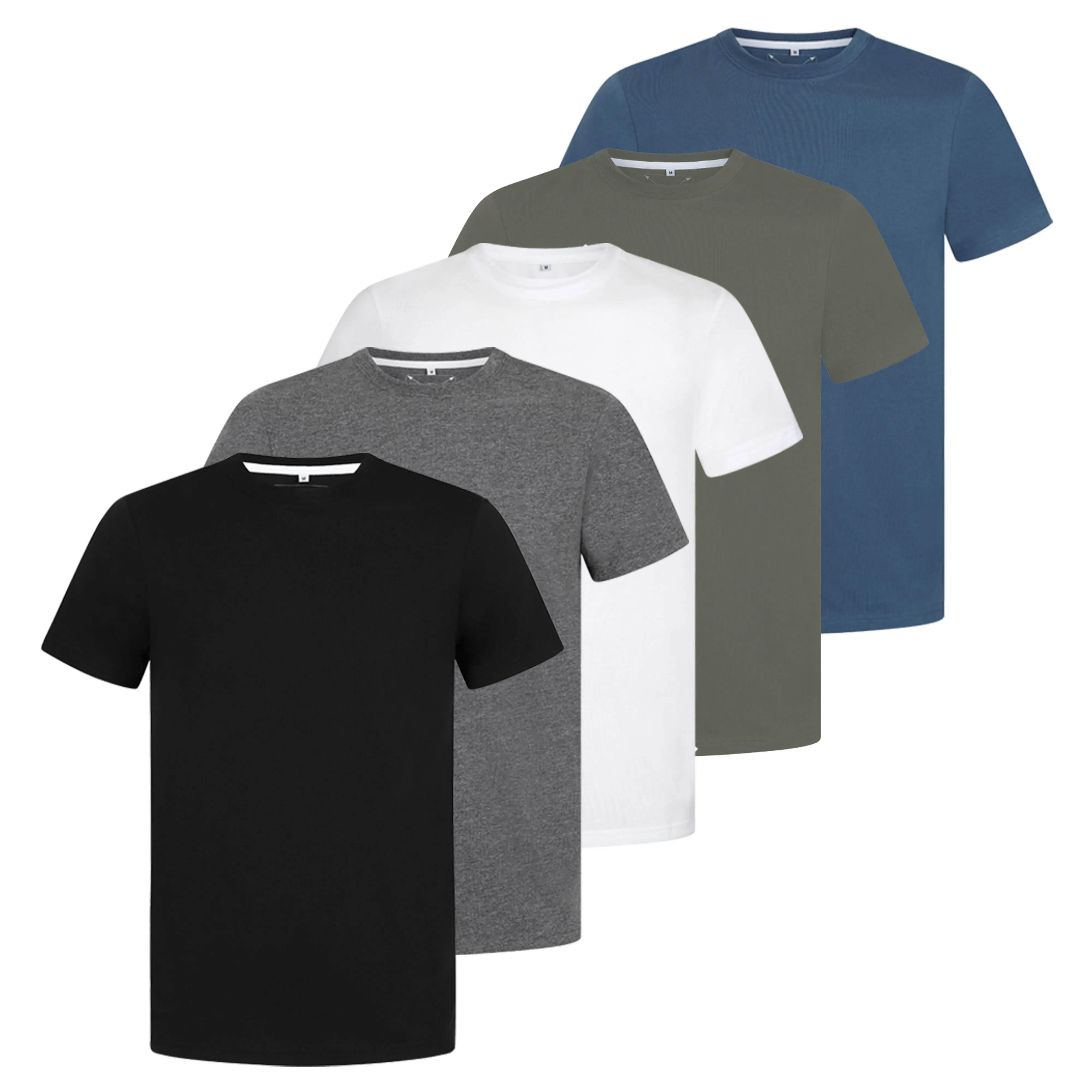 Men's 5 Pack Crew Neck Plain T-Shirt - Black