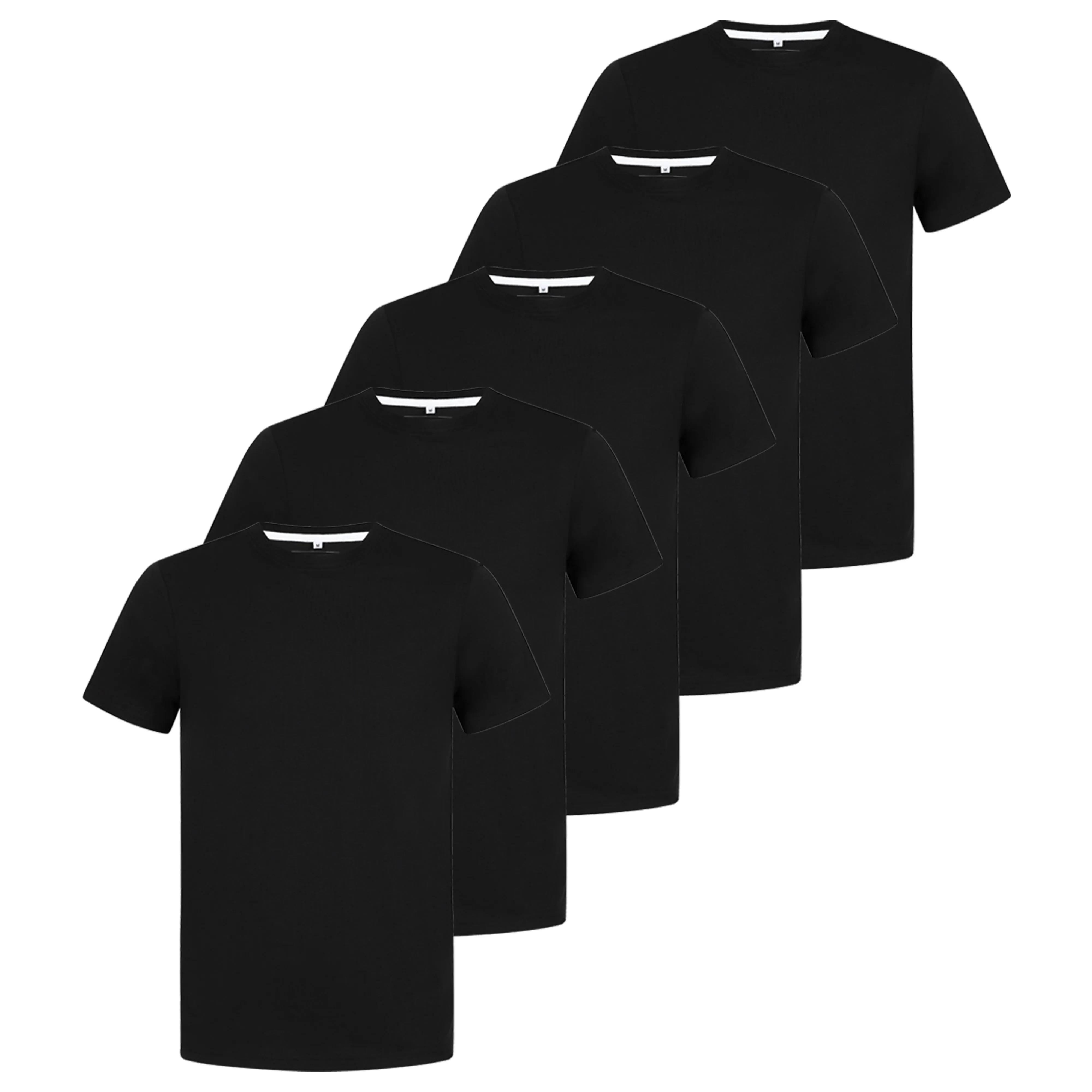 Men's 5 Pack Crew Neck Plain T-Shirt - Black